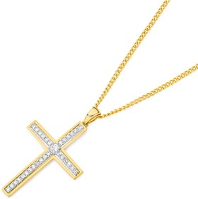 9ct-Gold-Diamond-Cross-Pendant on sale