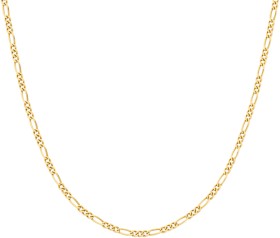 9ct+Gold+45cm+Solid+Figaro+Chain