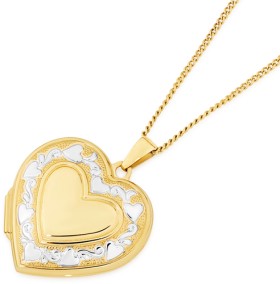 9ct+Gold+Two+Tone+Multi+Hearts+Locket
