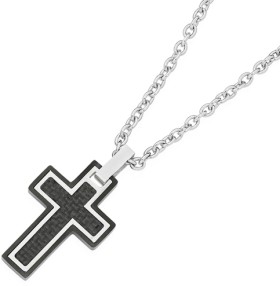MY-Stainless-Steel-Carbon-Fibre-Cross-Gents-Pendant on sale