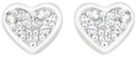 Sterling+Silver+Cubic+Zirconia+Heart+Frame+Stud+Earrings