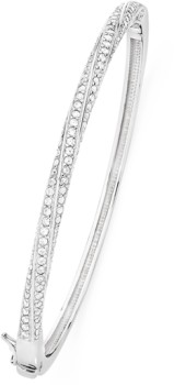 Sterling-Silver-Cubic-Zirconia-60x55mm-Pave-Twist-Hinge-Bangle on sale