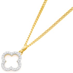 9ct-Gold-Diamond-Clover-Pendant on sale