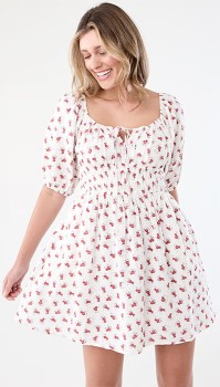 Short-Puff-Sleeve-Mini-Dress on sale