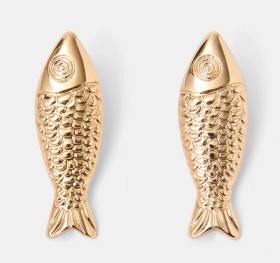 Fish-Stud-Earrings-Gold-Tone on sale