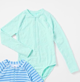 Long+Sleeve+One+Piece+Textured+Swim