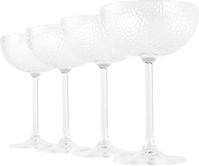 4+Clear+Acrylic+Hammered+Coupe+Glasses