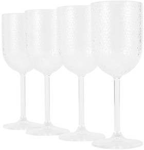 4-Clear-Acrylic-Hammered-Wine-Glasses on sale