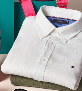 Tommy+Hilfiger+Linen+Short+Sleeve+Shirt+-+White