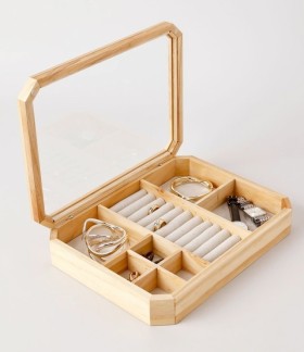 Design+Studio+Flat+Wood+Glass+Top+Jewellery+Box