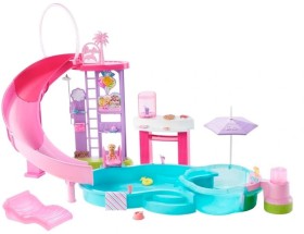 Barbie+Dream+Pool+Playset+with+Slide+%26amp%3B+Bubbling+Hot+Tub