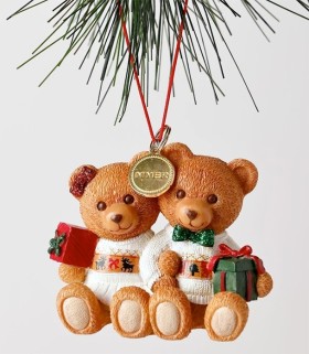Myer-Giftorium-Resin-2025-Christmas-Twins-Charity-Bear-Ornament-9cm-in-RedGreen on sale