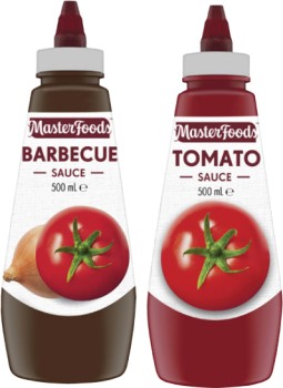 MasterFoods-Squeeze-Tomato-or-Barbecue-Sauce-475mL-500mL on sale