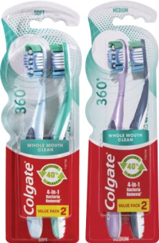 Colgate+360+Degree+Soft+or+Medium+Toothbrush+2+Pack