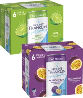 Mt+Franklin+Lightly+Sparkling+Water+6x250mL
