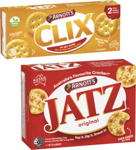 Arnott%26%23039%3Bs+Jatz+or+Clix+Crackers+225g-250g