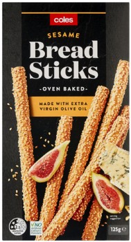 Coles-Sesame-Bread-Sticks-125g on sale