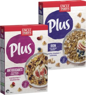 Uncle-Tobys-Plus-Cereal-620705g-Selected-Varieties on sale