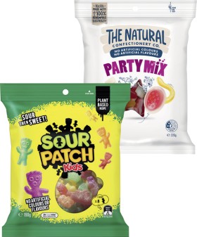 The-Natural-Confectionery-Co-130230g-Sour-Patch-Kids-Bag-190g-or-Pascall-Lollies-150300g-Selected-Varieties on sale