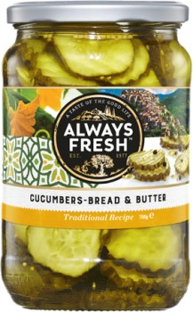 Always-Fresh-Pickled-Cucumbers-Bread-Butter-700g on sale