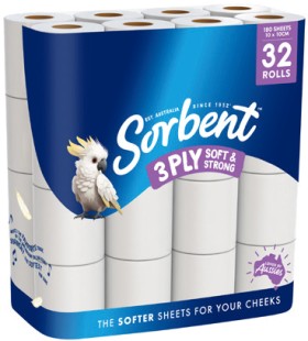Sorbent+Silky+White+Toilet+Tissue+3+Ply+32+Pack