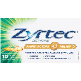 Zyrtec-Hayfever-Allergy-Relief-Liquid-Capsules-Pk-10 on sale