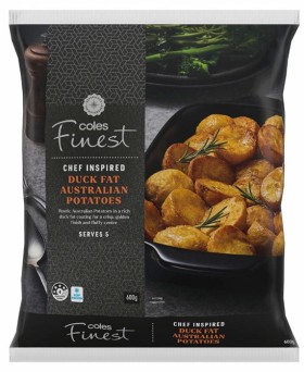Coles-Finest-Duck-Fat-Australian-Potatoes-600g on sale