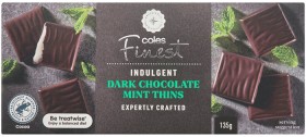 Coles-Finest-Dark-Chocolate-Mint-Thins-135g on sale