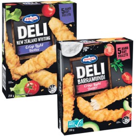 Birds-Eye-Deli-Fish-or-Snacking-Varieties-250g on sale