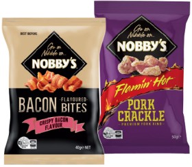 Nobby%26rsquo%3Bs+Crispy+Bacon+Bites+40g%2C+Pork+Crackle+50g+or+Always+Fresh+Mini+Toasts+90g+Selected+Varieties