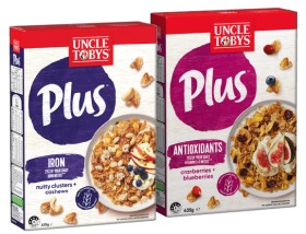 Uncle+Tobys+Plus+Cereal+410%E2%80%91435g+Selected+Varieties