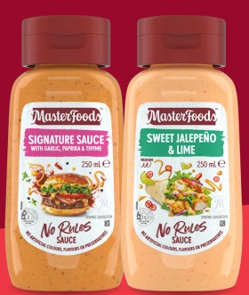 MasterFoods-No-Rules-Sauce-Signature-or-Sweet-Jalepeo-Lime-250mL on sale