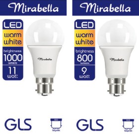 Mirabella+LED+GLS+9W+or+11W+Globe+1+Pack+Selected+Varieties