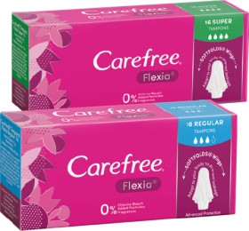 Carefree+Flexia+Regular+or+Super+Tampons+16+Pack%2A