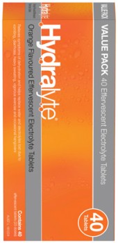 Hydralyte+Effervescent+Electrolyte+Tablets+Orange+Flavour+40+Pack