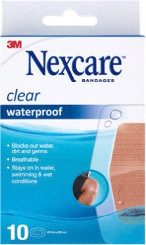 Nexcare+Clear+Waterproof+Strips+Knee+%26amp%3B+Elbow+10+Pack