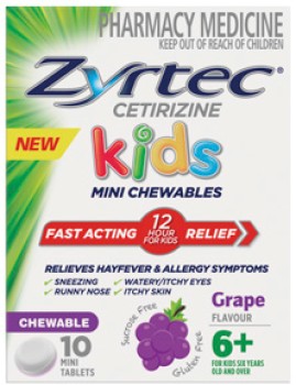 Zyrtec-Kids-Allergy-Hayfever-Relief-Grape-Flavour-10-Chewable-Tablets on sale