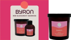 Byron-Rose-Blackcurrant-Cedarwood-Candle-Reed-Diffuser-Gift-2-Piece-Set on sale
