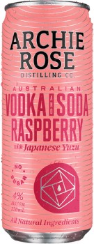 NEW+Archie+Rose+Australian+Vodka+%26amp%3B+Raspberry+Soda+Cans+330mL
