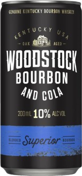 Woodstock+Bourbon+and+Cola+10%25+Cans+10x200mL