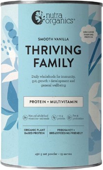 Nutra-Organics-Thriving-Family-Protein-Smooth-Vanilla-450g on sale