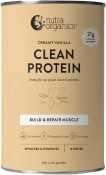 Nutra-Organics-Plant-Based-Clean-Protein-Creamy-Vanilla-500g on sale