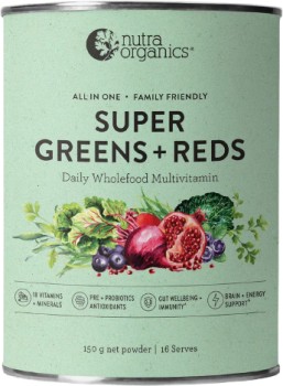 Nutra-Organics-Super-Greens-Reds-Powder-150g on sale