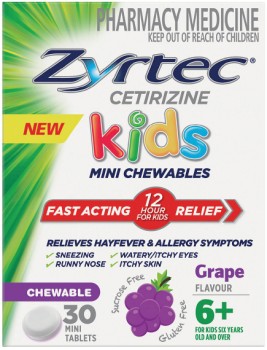 Zyrtec-Kids-Fast-Acting-Allergy-Hayfever-Relief-Grape-30-Chewable-Tablets on sale
