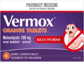 Vermox+Worming+Treatment+6+Orange+Flavoured+Tablets