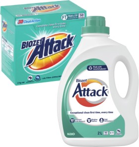 Biozet+Attack+Regular+Laundry+Liquid+2+Litre+or+Powder+2kg