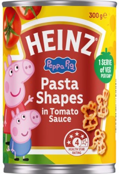 NEW+Heinz+Peppa+Pig+Pasta+Shapes+in+Tomato+Sauce+300g