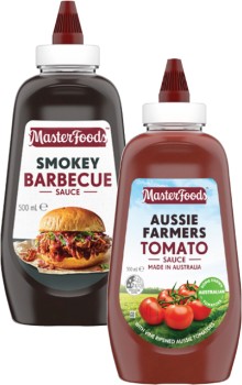 MasterFoods+Smokey+Barbecue+Sauce+or+Aussie+Farmers+Tomato+Sauce+500mL