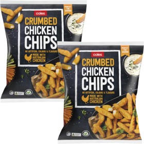 Coles-Crumbed-Chicken-Chips-1kg on sale
