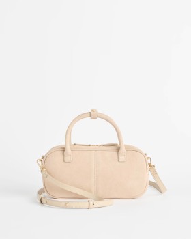 Genuine-Suede-Bowler-Crossbody-Bag-Sand on sale